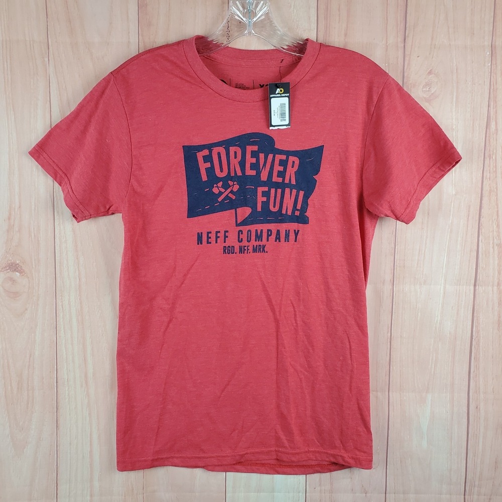 Neff Forever‎ Fun T Shirt Mens XS Red Cotton Graphic Print Outdoor Casual Wear